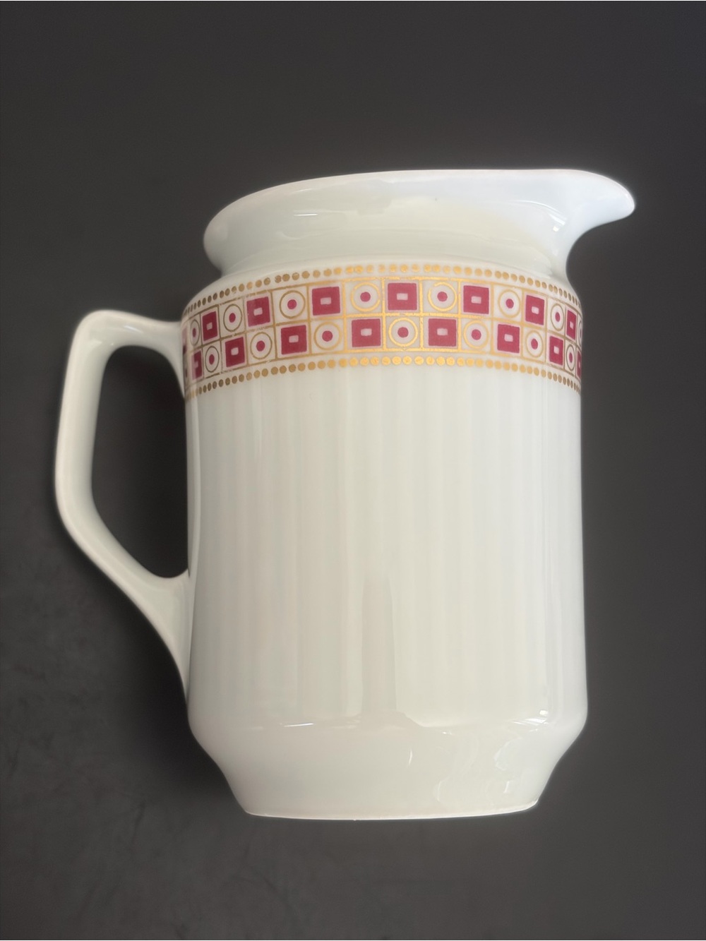 Vintage Bavarian Porcelain Creamer With Geometric Pattern Band